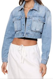 Light Wash Denim Utility Jacket