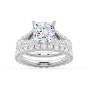 Princess Cut Split Shank Moissanite Ring Set with Matching Wedding Band
