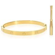 14K Real Gold 6mm Screw Pattern Bangle Bracelet w/ Screwdriver 6.25"-7"