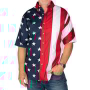 Men's Stars & Stripes 100% Cotton Button-Up Shirt
