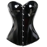 Shiny PVC Leather Steampunk Gothic Black Overbust Corset