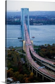 Aerial view of runners in the 1994 New York City Marathon Stretched Canvas Print