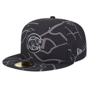 New Era Chicago Cubs Black Logo Fracture 59FIFTY Fitted Hat