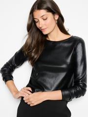 Glazed Rib Boat Neck Tee