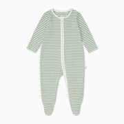 Sage Stripe Ribbed Clever Zip Sleepsuit