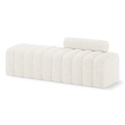 Sasa Boucle Curved Bench with Backrest - Eggshell White