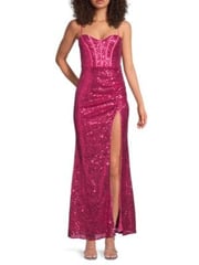 Sequin Sweetheart Slit Maxi Dress