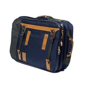"Potential Ver. 2" backpack / overnighter in navy lightweight Cordura and tan leather (restock)