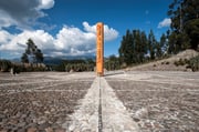 "Monument marks the point through which the equator passes, Cayambe,...
