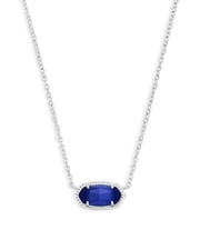 Elisa Silver Pendant Necklace in Cobalt Cats Eye