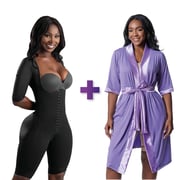 BBL & Lipo | Stage 1 Faja Colombiana Post Surgery | With Sleeves + Post Surgery Recovery Night Gown Robe with Drain Pockets | ¾ Sleeves