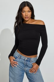 Sexy Cozy Asymmetric Long Sleeve Top