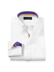Comfort Stretch Non-Iron Solid Dress Shirt With Contrast Trim - White