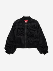Girls Shiny Bomber Jacket in Black