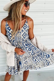 Mystic Mirage Blue Tiered Dress
