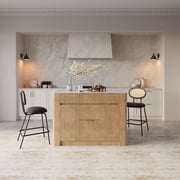 51" Sintered Stone Top Solid Wood Kitchen Island with Storage Whitewash