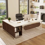 Large L-Shaped Desk, 70.87" Executive Desk with 55" File Cabinet