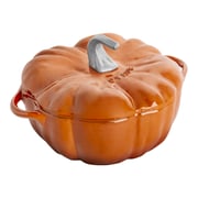 Staub Cast Iron - Specialty Shaped Cocottes 3.5 qt, Pumpkin, Cocotte With Stainless Steel Knob, Burnt Orange