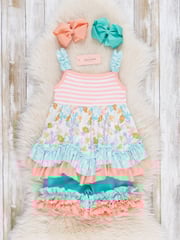Striped Peony Garden Ruffle Outfit