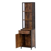 Salon Station with 3-Tier Storage Shelf,Salon Cabinets and Storage for Hair Stylist，Hair Salon Beauty Spa Equipment,Rustic Brown