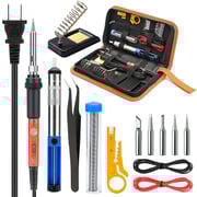 Vilros Soldering Iron Kit Electronics, 14-in-1 60w Adjustable Temperature Soldering Iron, 5pcs Soldering Iron Tips, Desoldering Pump, Tweezers, Stand, Solder, PU Carry Bag