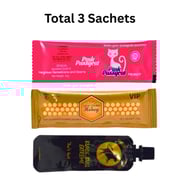 Dual VIP Him Her Combo: Pink Honey Sachets & Black Bull Honey Tubes & Extra Gold Halal Honey (Pack of 1 Each, 20g Each)