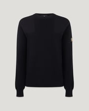 Men's Organic Cotton Commander Crewneck Jumper in Black | Belstaff UK