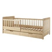 Zane Kids Solid Pine Timber Single Bed w/ Drawer - Natural