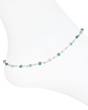 Delicate Multi-Aqua Beads Anklet in Silver