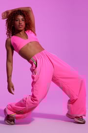 Disconnect Wide Leg Jogger - Hot Punk