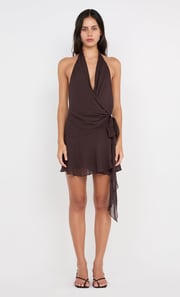 CELYSE MINI DRESS - DARK CHOCOLATE