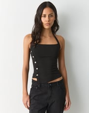 Asymmetrical Hardware Halter Top