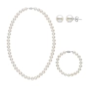 3-Piece Set of 7.5-8.0 mm AA+ White Freshwater Pearls
