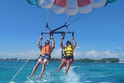 Parasailing above the Caribbean Sea