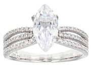 White Cubic Zirconia Rhodium Over Sterling Silver Ring 3.54ctw