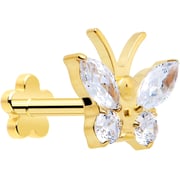 16 Gauge 5/16 Titanium Reversible Flower Threadless Gem Butterfly Labret Tragus