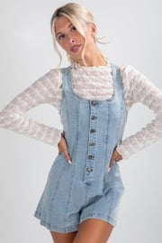 Cool Contrast Light Wash Denim Romper