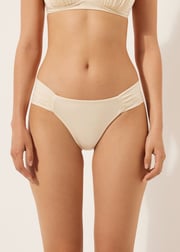 Draped Brazilian Swimsuit Bottom Shiny Satin