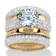 Round Cubic Zirconia 2-Piece Wedding Ring Set 8.26 TCW 18k Gold-Plated with FREE BONUS Ring