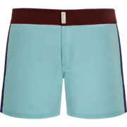 Men Stretch Swim Trunks Flat Belt Color Block
