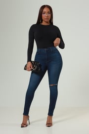 Pop The Trunk High Rise Ripped Hourglass Skinny Jeans - Dark Wash