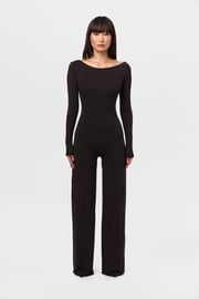 Smooth Boatneck Wide Leg Jumpsuit