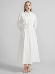 Ruched Button-Up Maxi Shirtdress