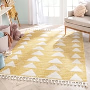 Triangles Modern Geometric Pattern Yellow Kids Rug