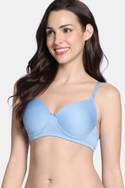 Zivame Shimmering Secrets Padded Non Wired 3/4Th Coverage T-Shirt Bra - Endless Sky
