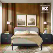Annette Contemporary Upholstered Headboard Curved Wood Bed Frame