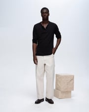 Classic Jersey Long Sleeve Henley - Black