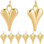 Beebeecraft 10Pcs Brass Pendants, with Jump Rings, Nickel Free, Heart, Real 18K Gold Plated, 19.5x13x4mm, Jump Rings: 5x0.8mm, 3mm inner diameter