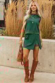 Pine Washed Cotton Skort and Tank Top Set