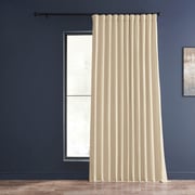 Off White Extra Wide Vintage Textured Faux Dupioni Silk Blackout Curtain